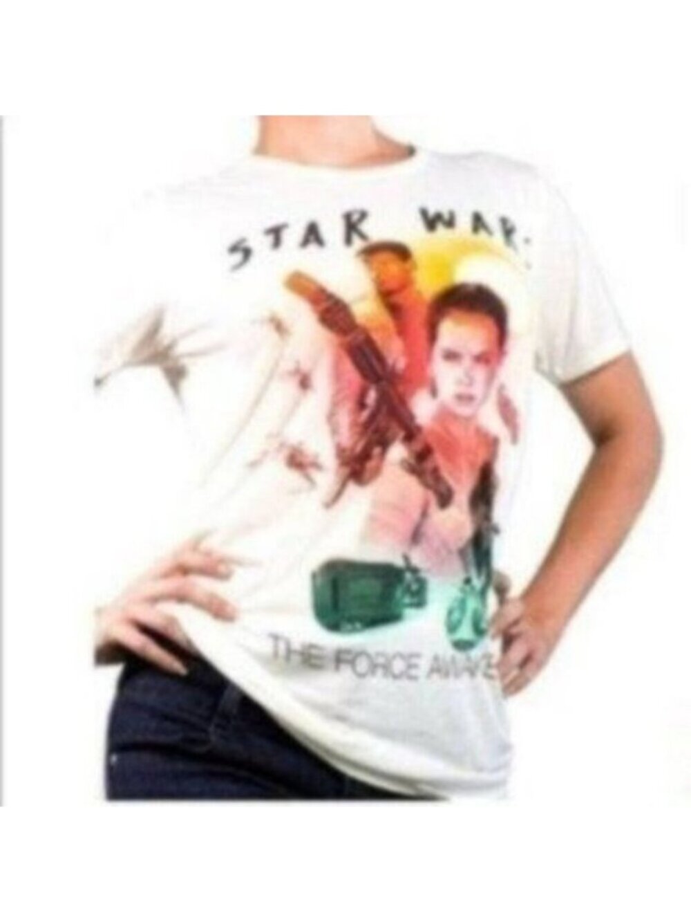 Star Wars Women's White The Force Awakens Short Sleeve Crew Neck T-Shirt Size S